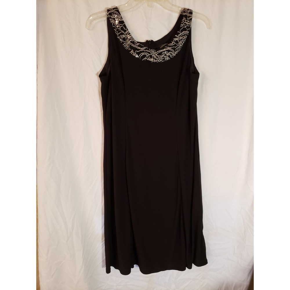 Women's R&M Richards Sleeveless Black Sequined Dress Size 12